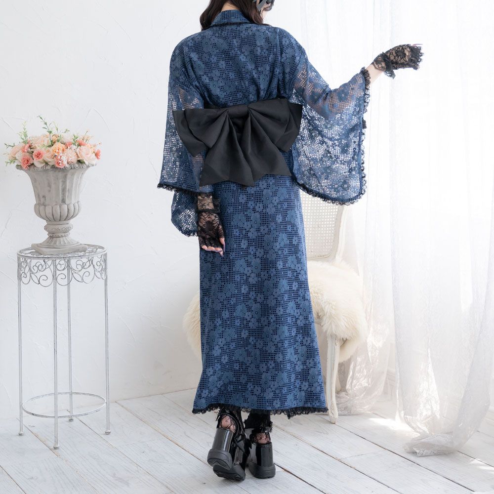 夢展望公式 [新品未使用] 総レースセットアップ浴衣 [ネイビー] 他