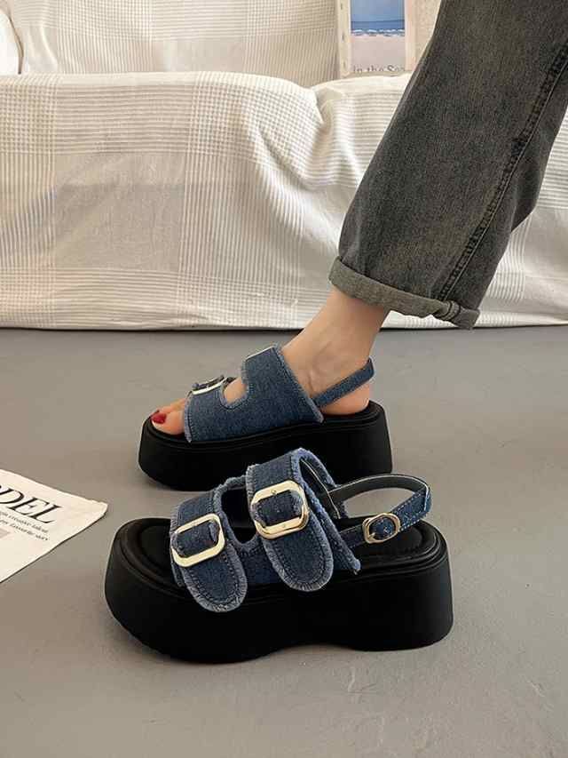 厚底サンダル 安定感 サンダル レディース かかとあり 夏 ベルト 靴 女性 大人 美脚 シューズ 大きいサイズ 厚底 シンプル 歩きやすい スス STEELWINDOWSANDDOORS_COM