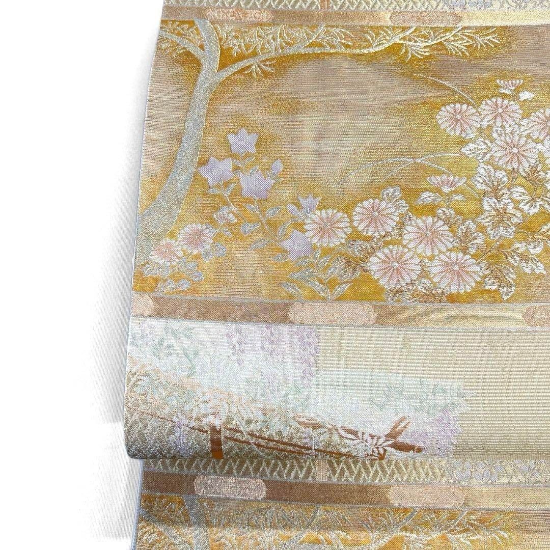 未着用　藤の花　楓　菊花　桔梗　金糸　袋帯　着物　041a p 未着用 藤の花 楓 菊花 桔梗 金糸 袋帯 着物 041a p - メルカリ