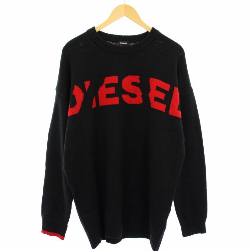 ディーゼル DIESEL IT002555 ニット ディーゼル DIESEL ニット セーター ロゴ 長袖 L 黒 赤 IT002555 /TK
