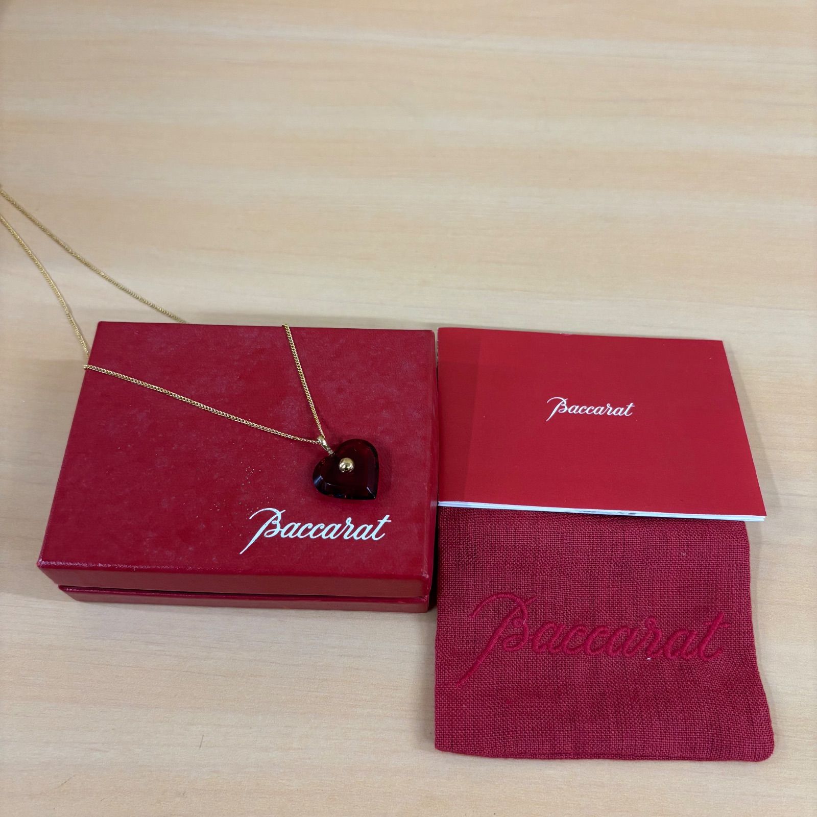 ◎Baccarat バカラ ネックレス ハート クリスタル レッド 赤 