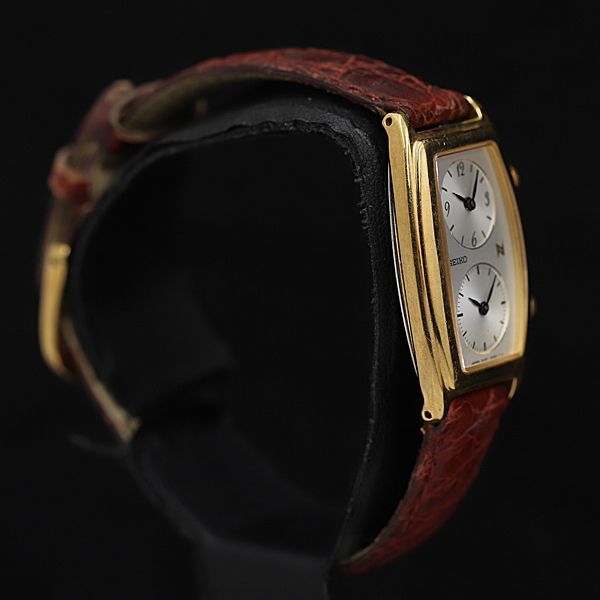 セイコー QZ ノイエ 1E20-3A00 白文字盤 ダブルフェイス トノー型