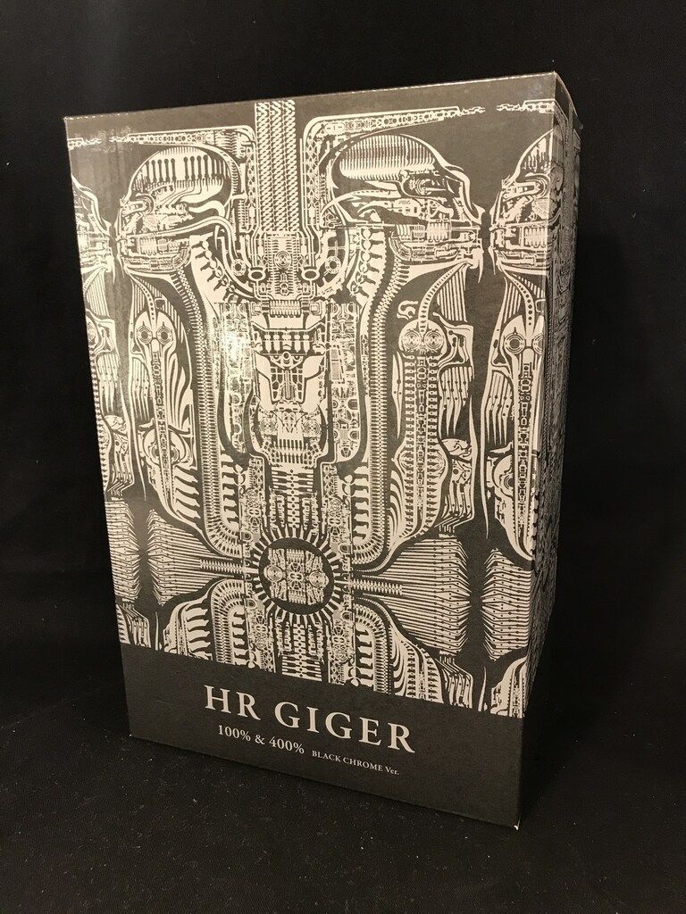 MEDICOMTOY BE@RBRICK HR GIGER 100%&400% BLACK CHROME Ver.