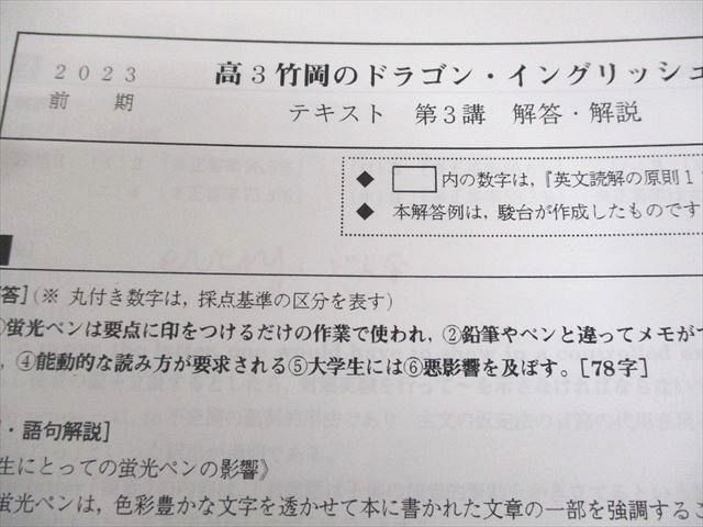 駿台 高3竹岡のドラゴン・イングリッシュ テキスト 2023 前期