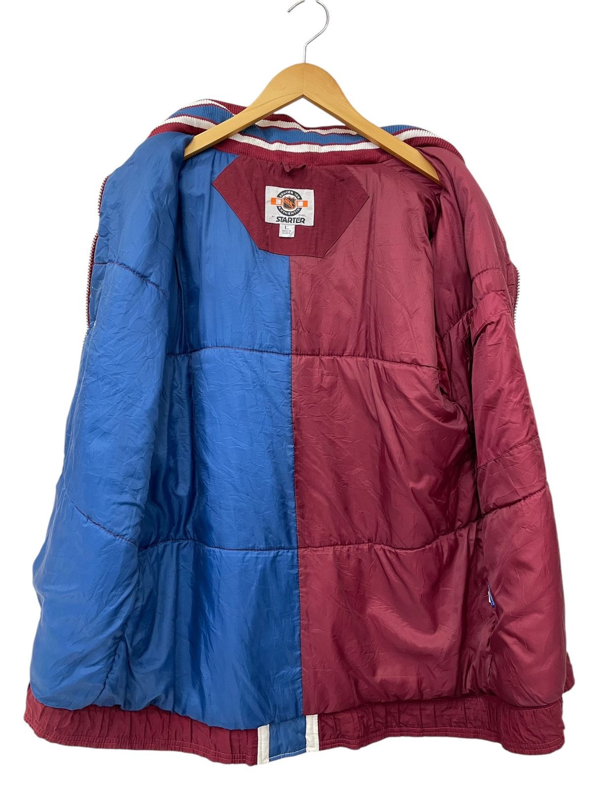 STARTER (スターター) NHL コロラド・アバランチ 中綿ジャケット 90s 古着 L エンジ メンズ/045
