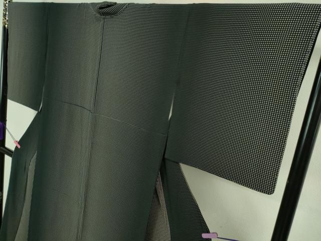 平和屋着物□極上 伝統工芸士 保科土山 江戸小紋 角通し 黒地 反端付き