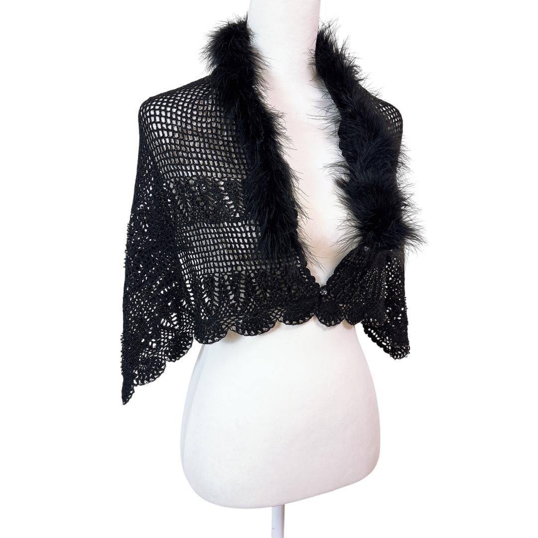 エムズグレイシー ボレロ ファーケープ 38 メッシュ ブラック