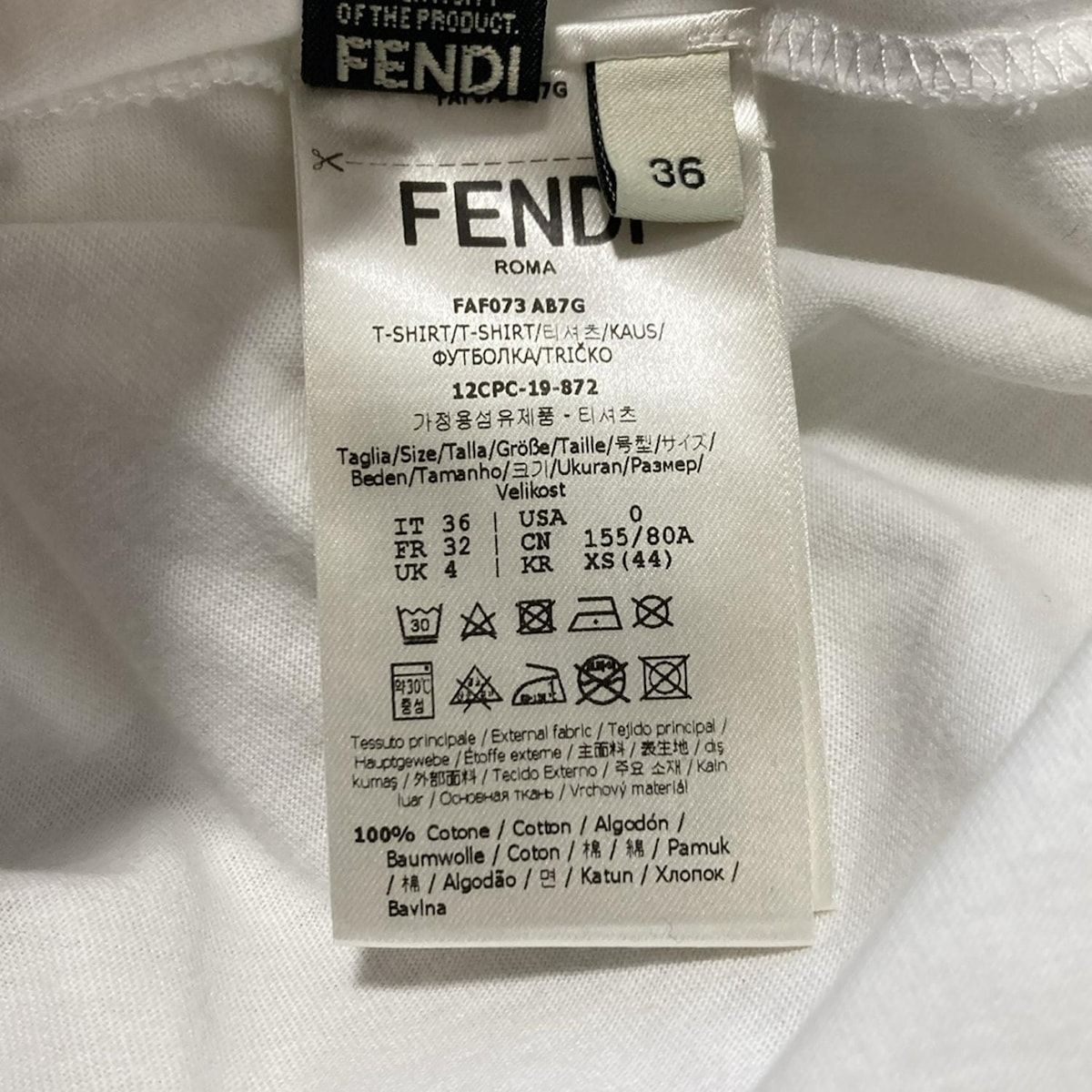  FENDI フェンディ 半袖Tシャツ サイズ36 S レディース - 白×シルバー 半袖(Tシャツ) Tシャツ カットソー