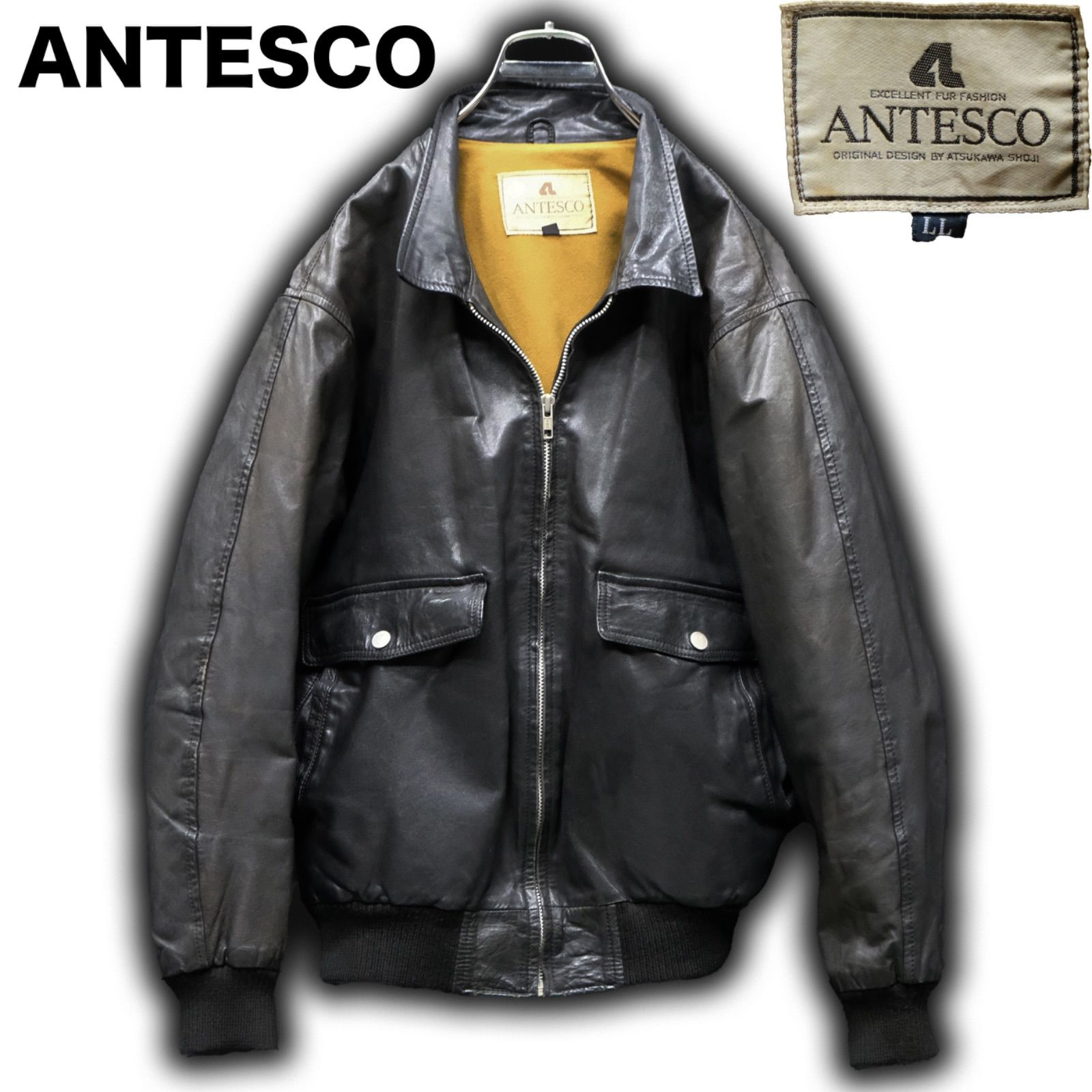 80s/90s ANTESCO レザーフライトジャケット LL/XLサイズ G-1 A-2 短丈 