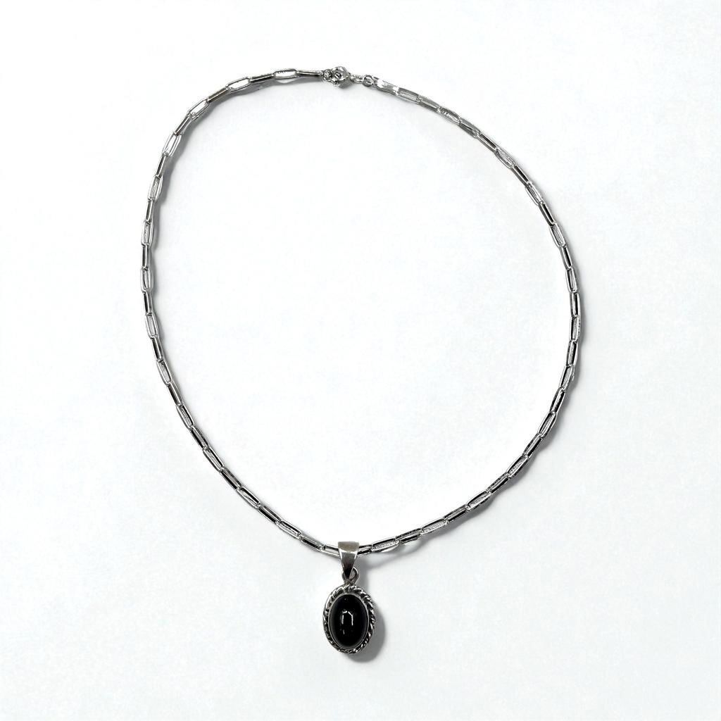 Vintage Silver Black Onyx Necklace インディアンジュエリー