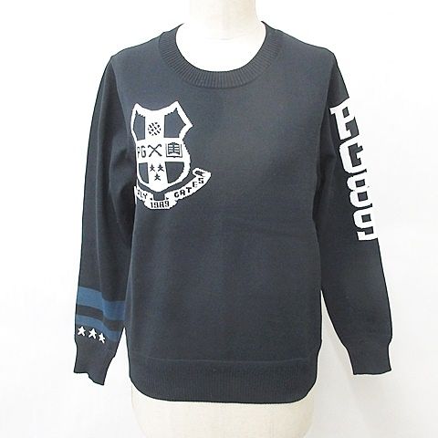パーリーゲイツ PEARLY GATES セーター ニット ゴルフ 長袖 丸首 クルーネック ロゴ 紺 ネイビー 0
