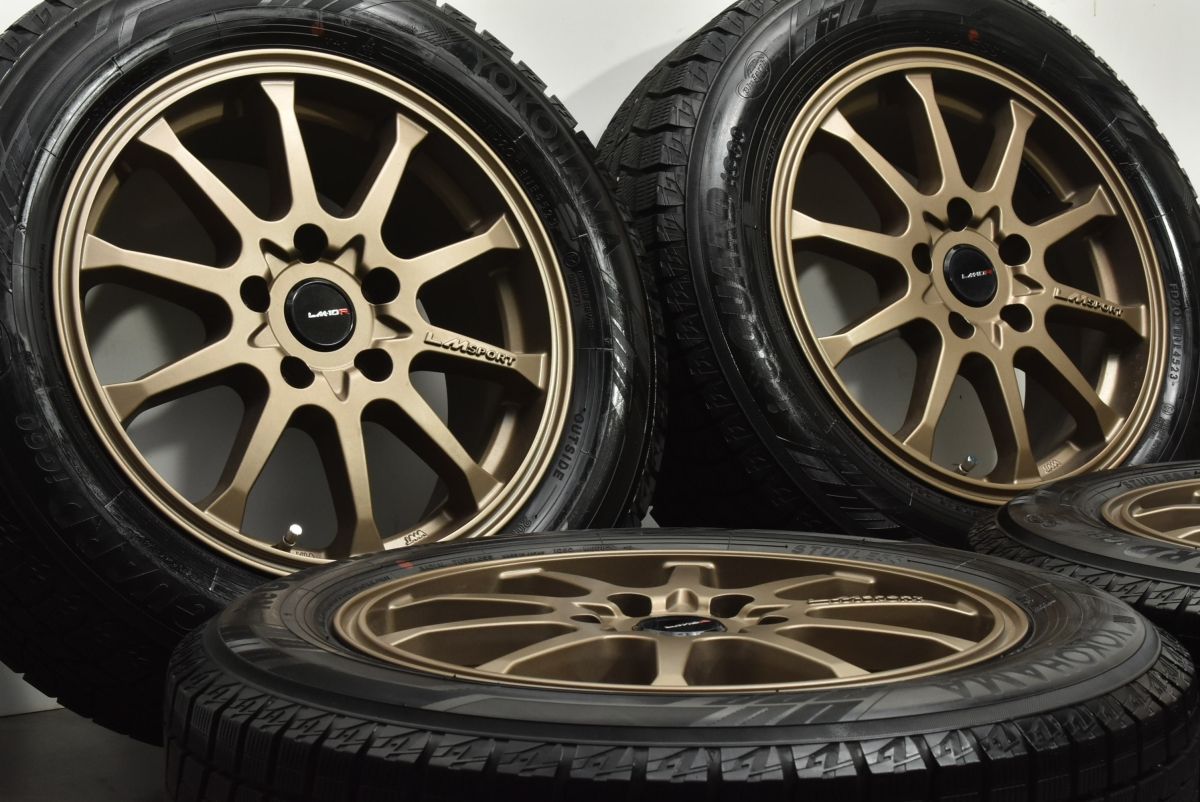 バリ溝 LMスポーツ 16in 7J 45 PCD114.3 ヨコハマ アイスガード iG60 205 60R16 ノア ヴォクシー セレナ ステップワゴン 可