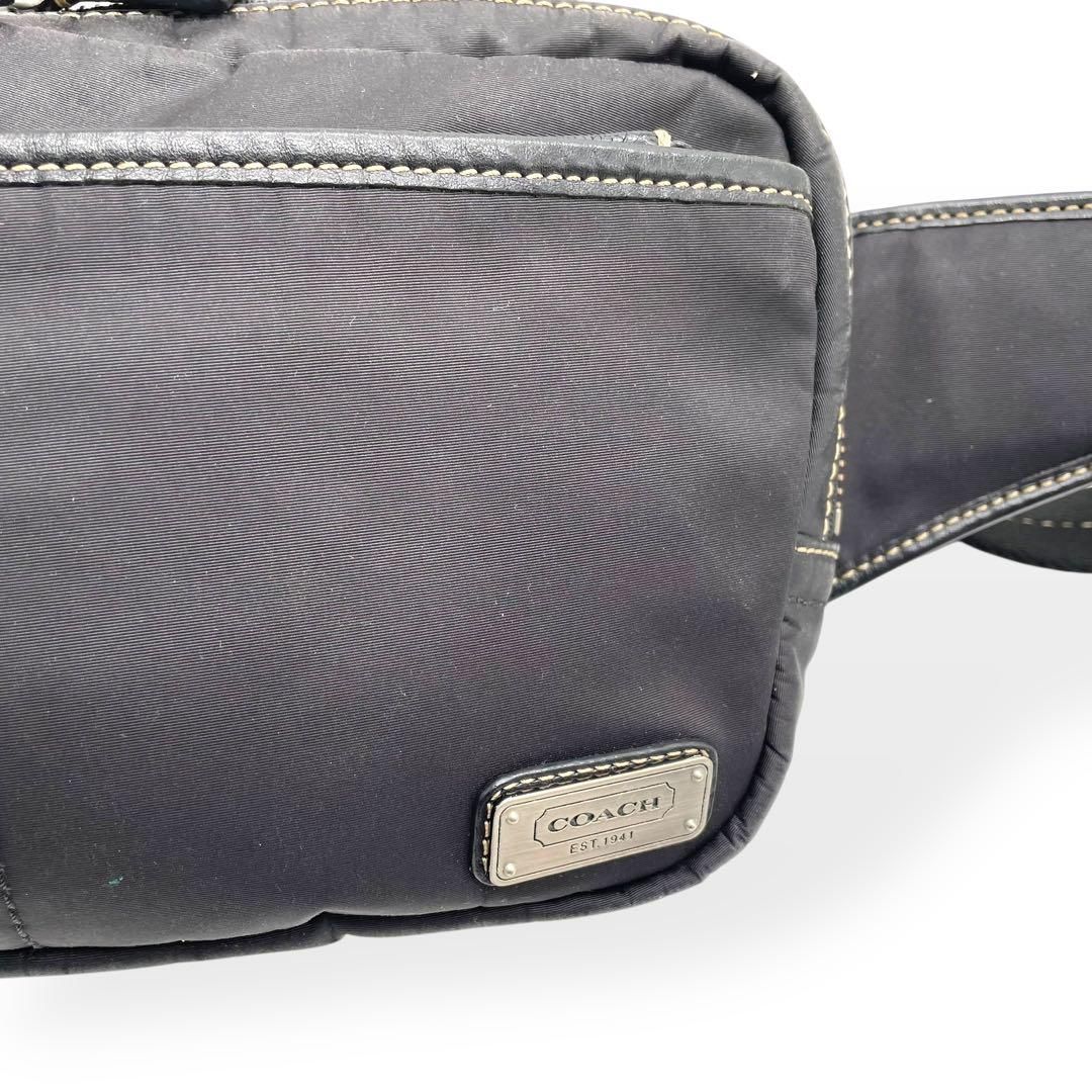 良品 COACH コーチ ウエストバッグ ナイロン ブラック