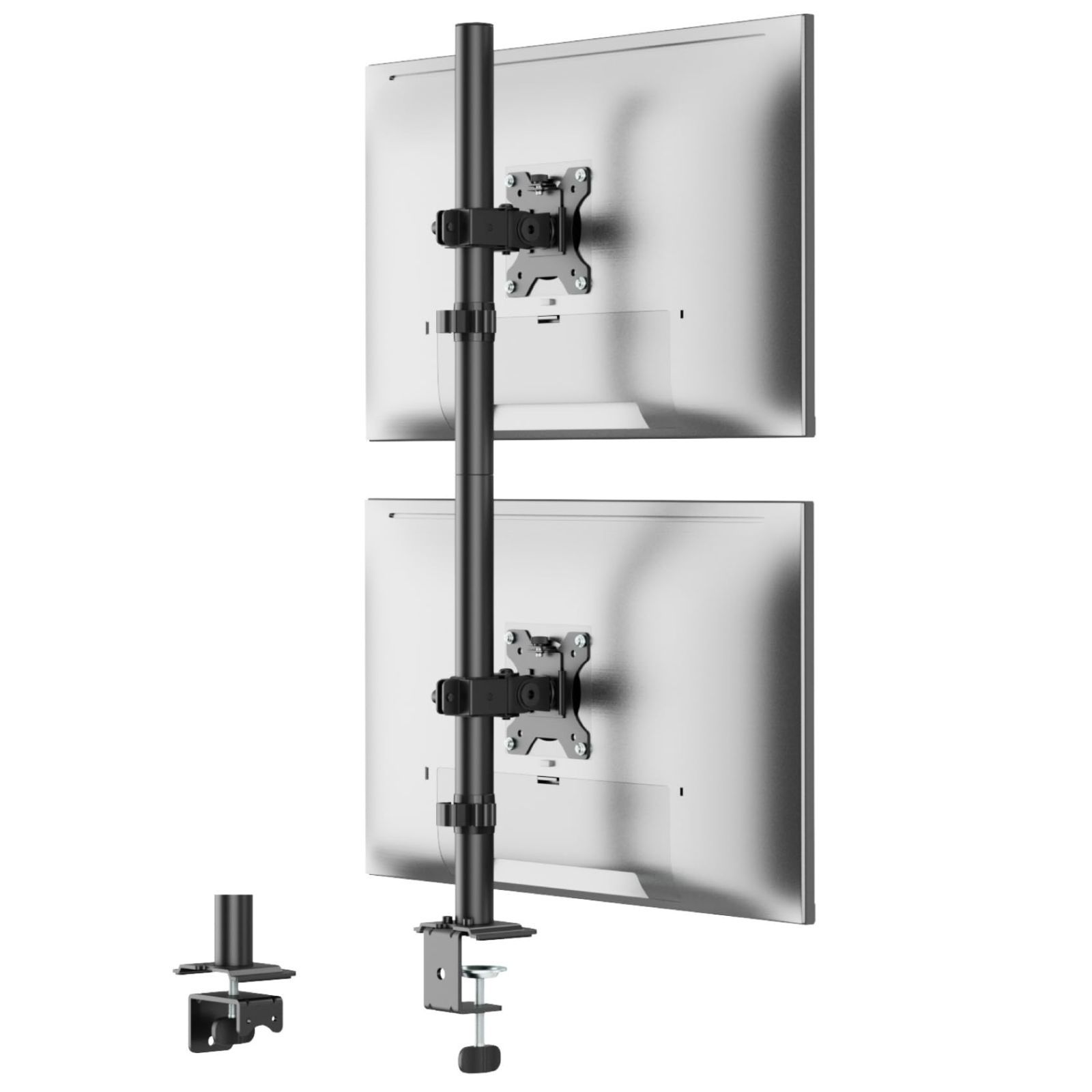 【新着商品】VESA100*100 耐荷重8kg（1台）グロメット式＆クランプ式 13-32インチ対応 スタンド デュアルディスプレイ (ブラック) 上下2画面 モニターアーム METIYA