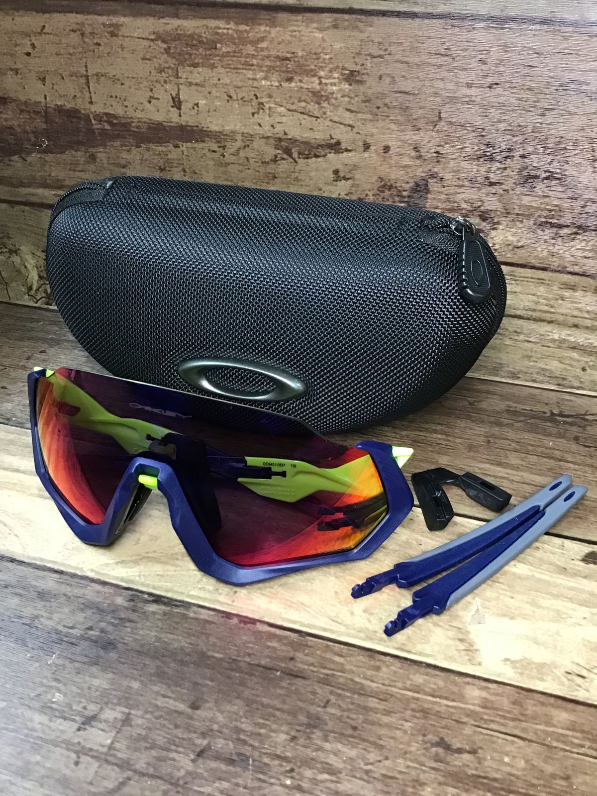 HA509 オークリー OAKLEY FLIGHT JACKET アイウェア 紺 黄緑 - メルカリ