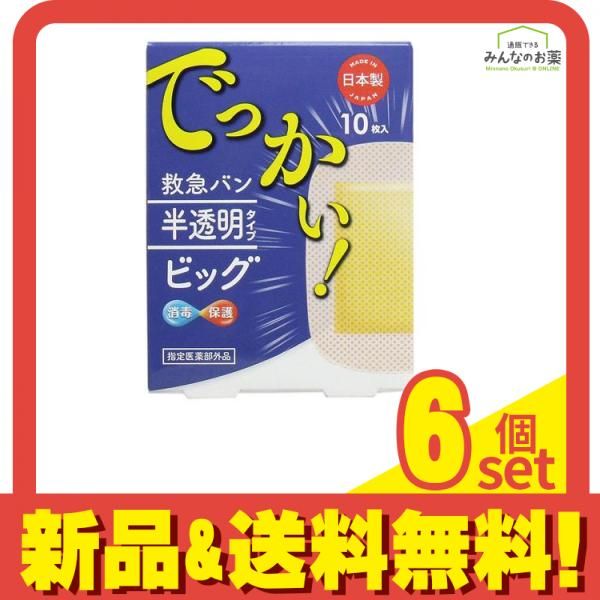 デルガード 救急バン 半透明タイプ 10枚 ビッグサイズ 6個セット まとめ売り