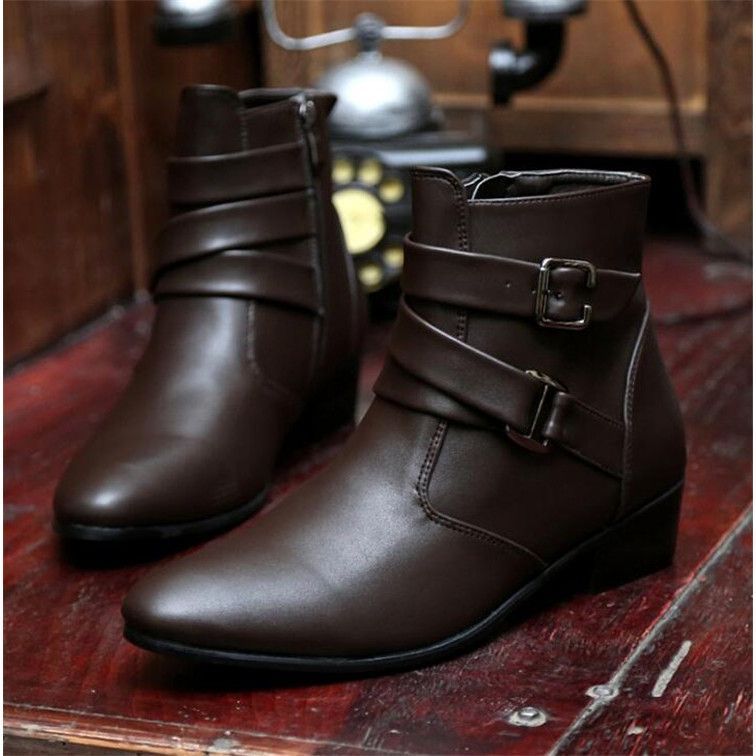 新品 ブーツ メンズ ショートブーツ 身長UP 紳士靴 ノーズ ハイカット モンクストラップ イギリス風 個性 蛇柄 ブラック 27cm 新品 シークレットシューズ 本革 身長アップ 10cm up背が高く見える