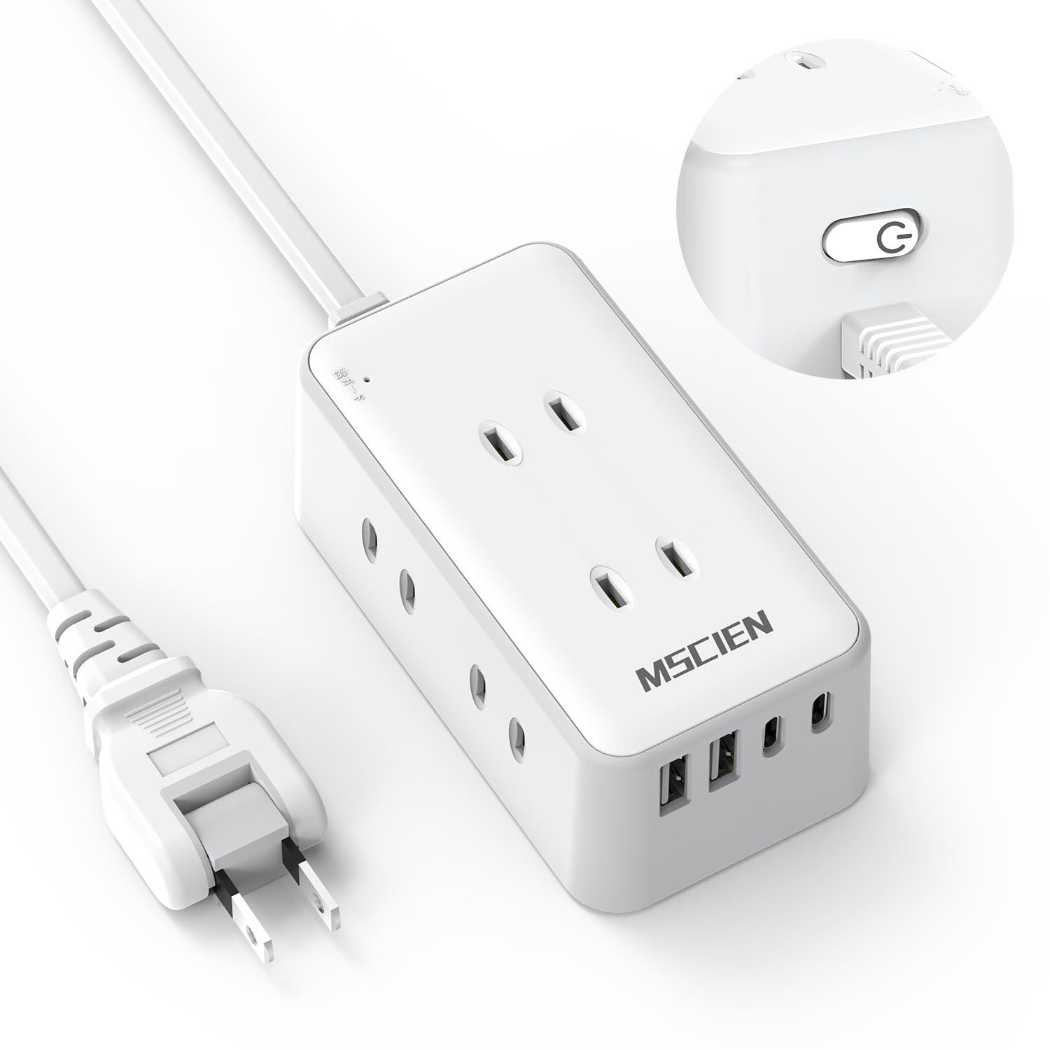分岐 雷ガード付き 蛸足コンセント コンセントタップ oaタップ 2個usb-a 2個usb-c スイングプラグ 6個AC差込口 usb付き 電源タップ 壁掛け スイッチ付き 2m 旅行 延長コード コンセント 出張 usb Mscien