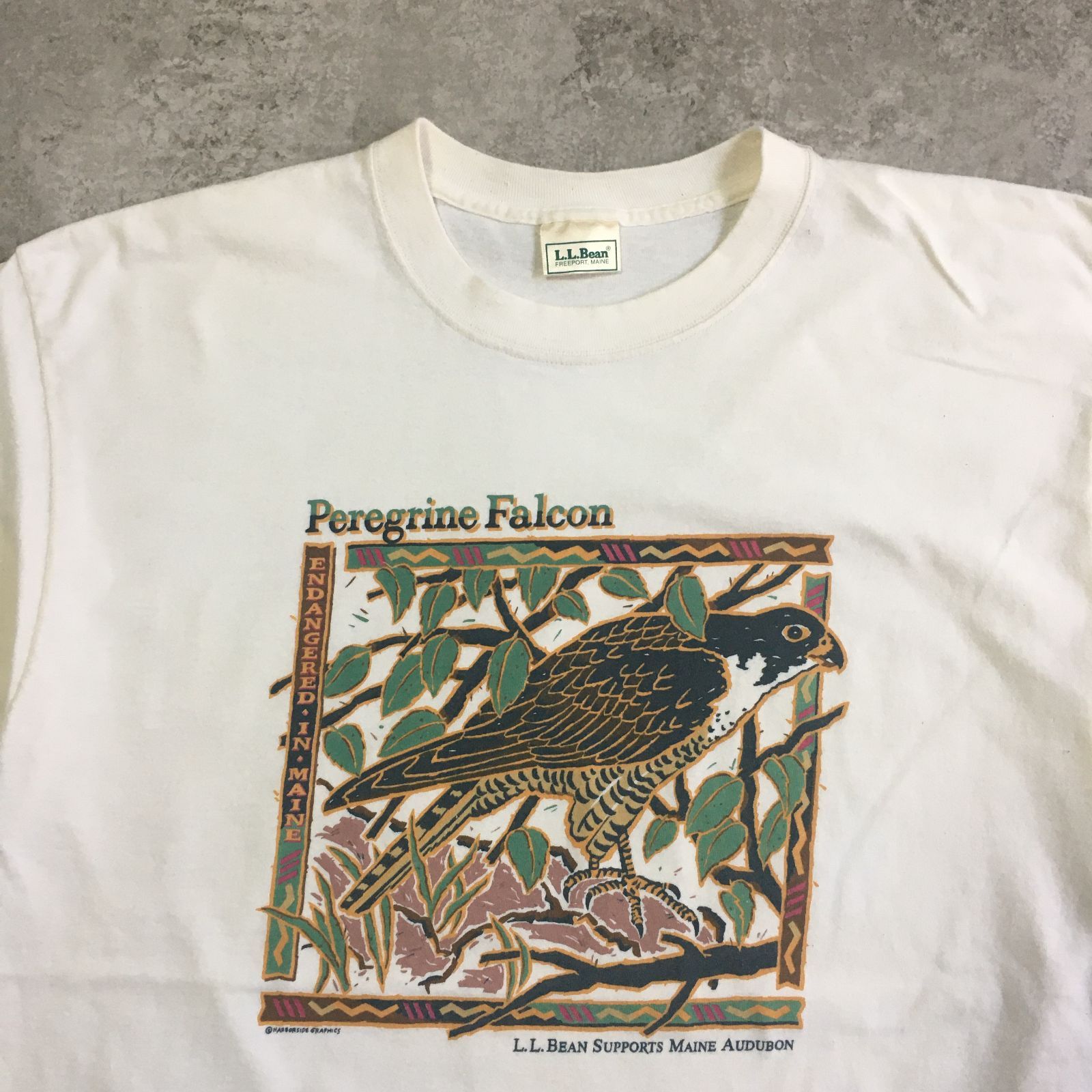 90s USA製 L.L.Bean Peregrine falcon HARBORSIDE GRAPHICS