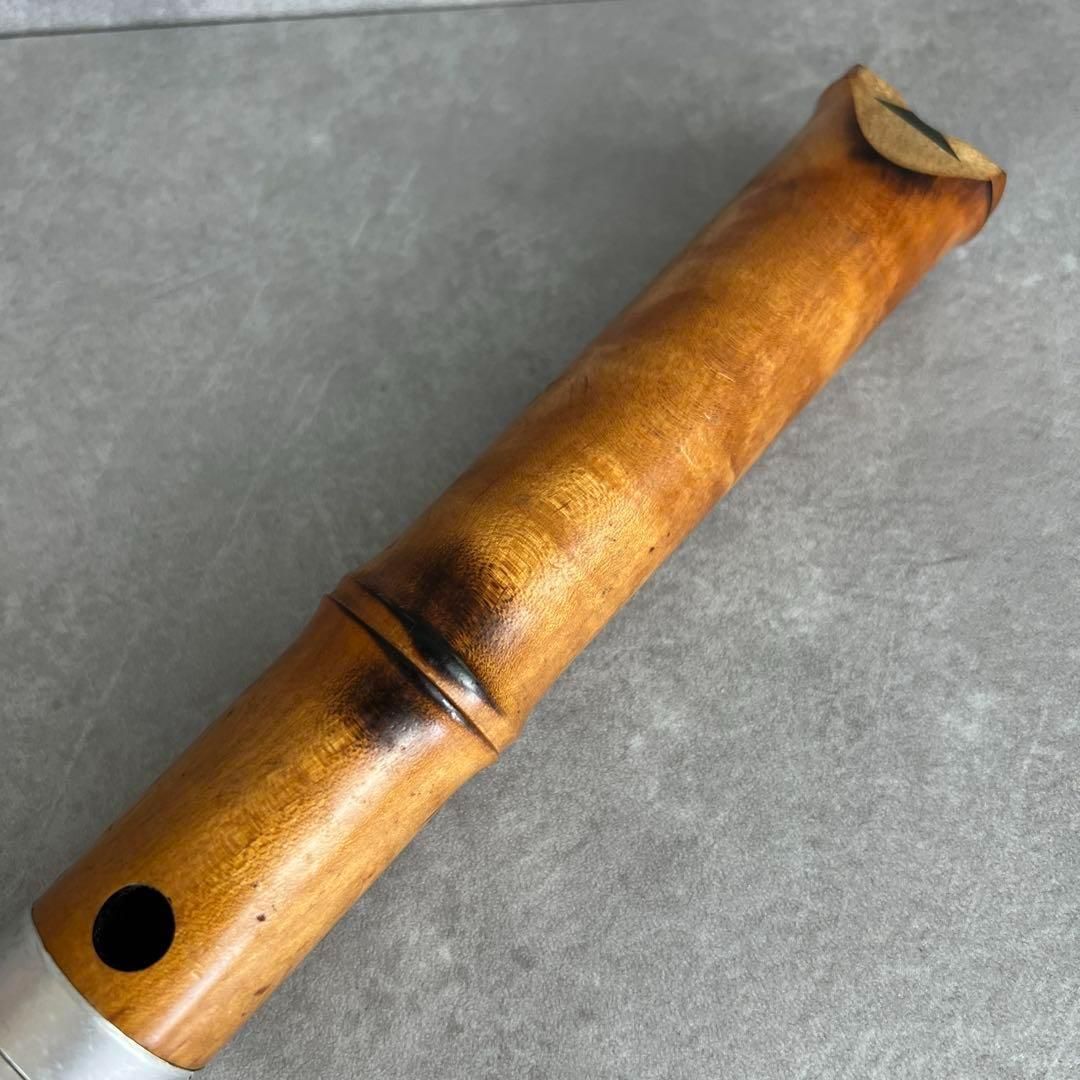 蝴蝶宝　尺八　琴古流　唄口バチ型　1尺3寸　木製　直管　節あり　印あり　現状品 蝴蝶宝 尺八 琴古流 唄口バチ型 1尺3寸 木製 直管 節あり 印あり