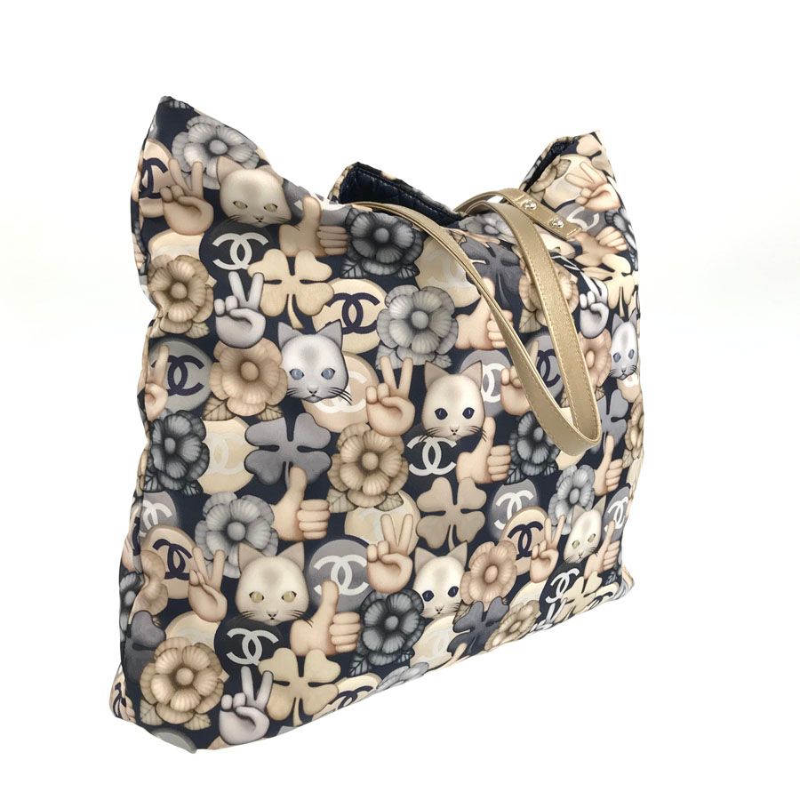 シャネル CHANEL シュペット 猫柄 キャット ナイロン トートバッグ skd【中古】