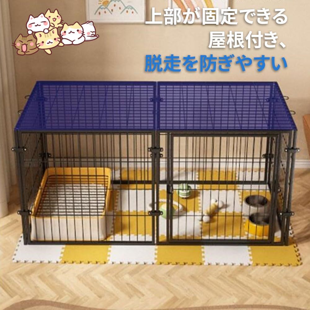 ペットフェンス 中型犬用 小型犬用 ドア付ペットサークル ブラック 60*60*120cm 折りたたみ 金属製 スチール製 犬ゲージ 複数連結 パネル6枚 室内外兼用 ドッグサークル 組立簡単