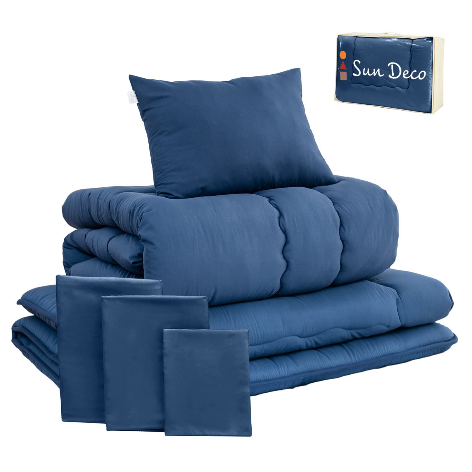 Sun Deco 布団セット セミダブル 布団 7点セット 寝具セット 来客用布団 SEK認証 TEIJIN マイティトップ中綿使用 敷き布団 防菌防臭 洗える ふとんセット 布団せっと 中綿約1.8kg 掛け布団 セミダブル 敷布団 枕 布団カバー3