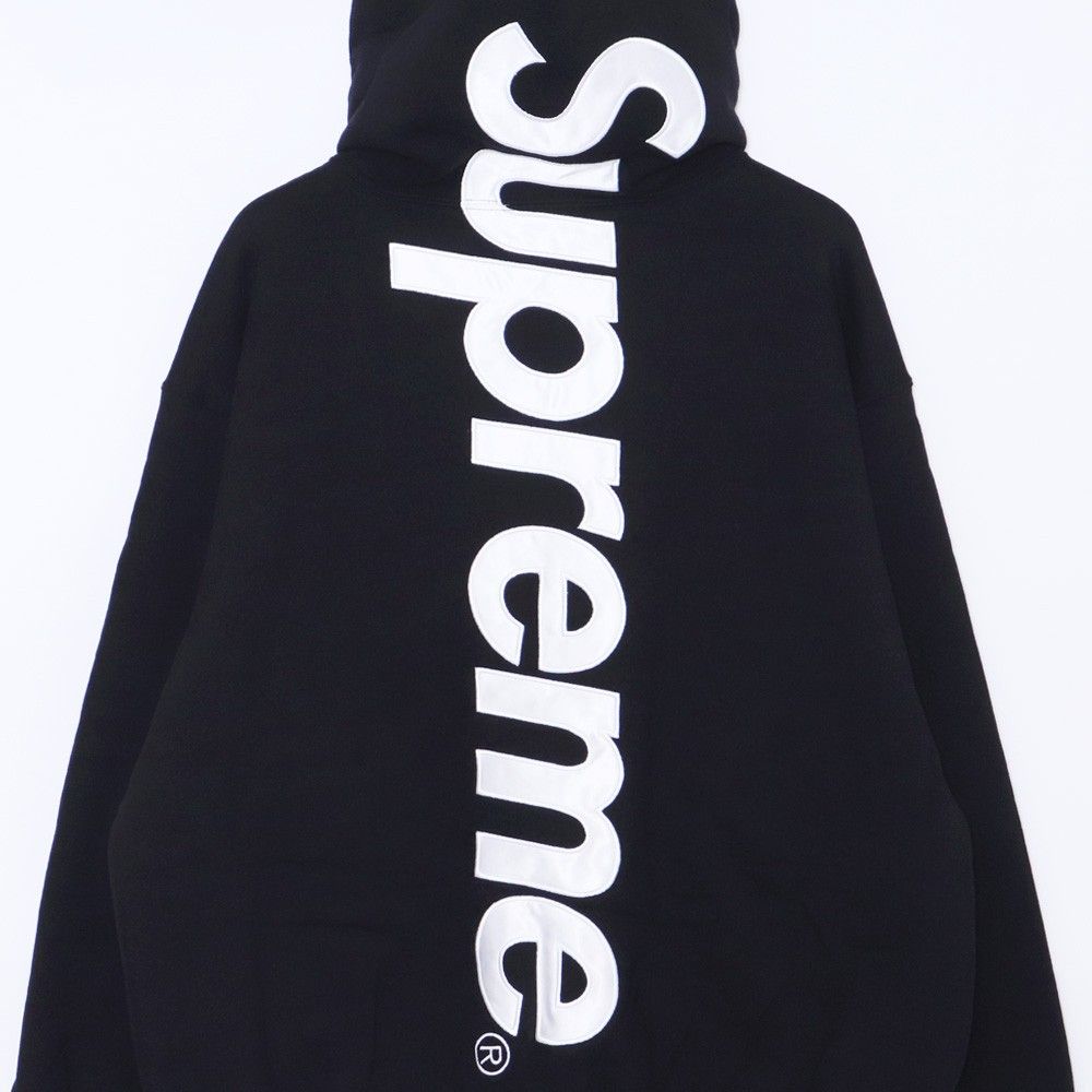 24FW シュプリーム　Satin Applique Hooded パーカー　L SUPREME】 Satin Applique Hooded Sweatshirt Black -24FW