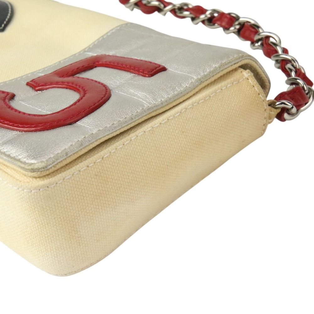 Chanel シャネル NO.5 アイコンチェーンショルダーバッグ キャンバス チョコバー ベージュ レディース 古着 中古 USED Chanel シャネル NO.5 アイコンチェーンショルダーバッグ キャンバス