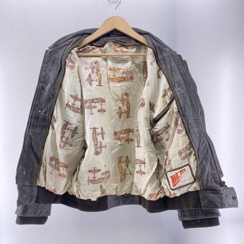 中古】MAG FLY 80-90s レザーフライトジャケット ブラウン XL
