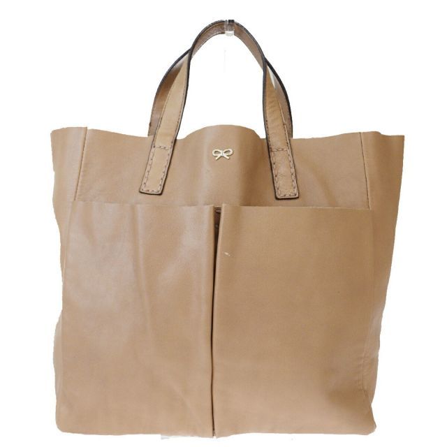 【中古】 アニヤ・ハインドマーチ(Anya Hindmarch) レザー ハンドバッグ，トートバッグ ブラウン 08FA277