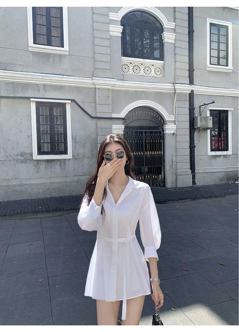 ルーズミニ丈ホワイトシャツ