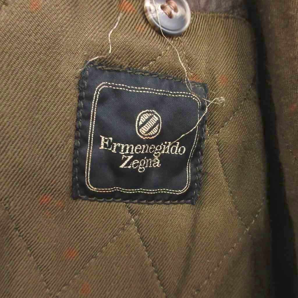 イタリア製 古着 エルメネジルドゼニア ウールジャケット レザー切替 ビンテージ ☆最高級 本革☆ エルメネジルド ゼニア レザーコート