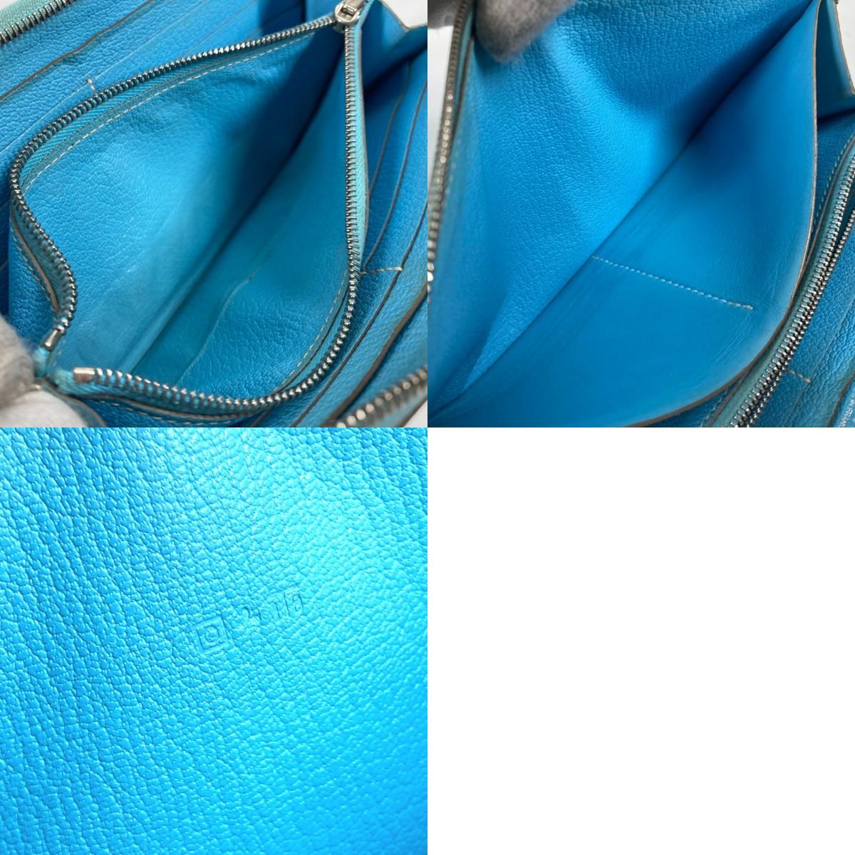 HERMES エルメス 長財布 エブリン パンチングロゴ レザー ブルージーン