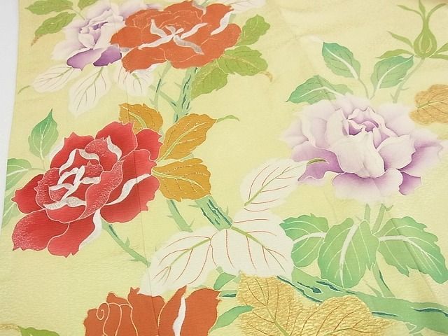 平和屋本店○極上 創業130年 江戸染繍友禅 大彦 振袖 枝花文 逸品s6885