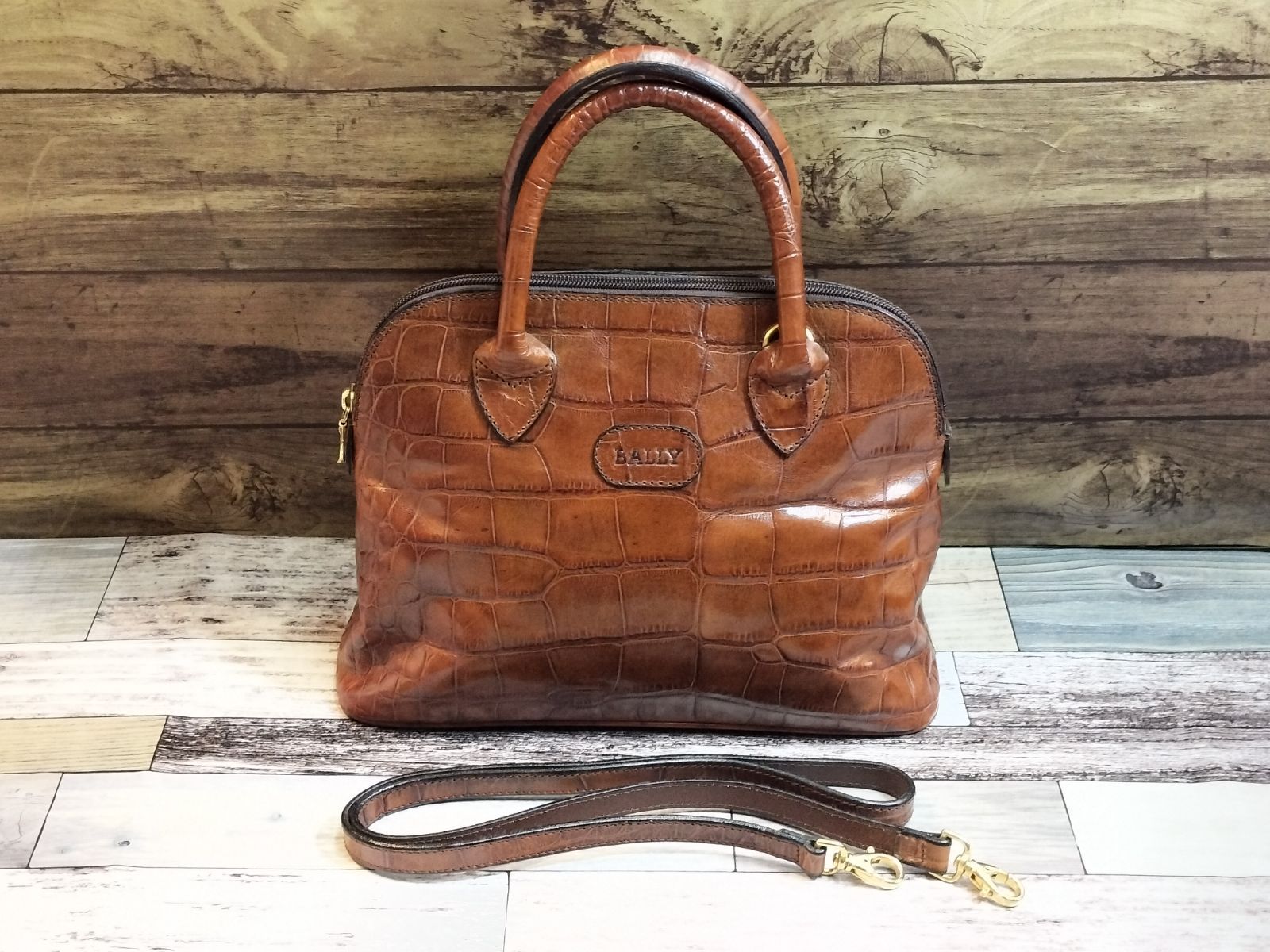 【オールレザー】BALLY バリー◆ビジネスバッグ クロコ型押し　シボ革 オールレザー】BALLY バリー◇ビジネスバッグ クロコ型押し シボ