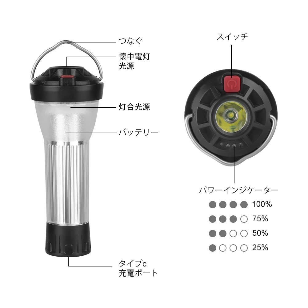 特価商品】2600mAh 3色4点灯モード 磁石ベース付き 無段階調光 92g超軽量 懐中電灯 7-120時間持つ 多機能ミニランタン ランタン  380LM超高輝度 ゴールゼロ IP45防水 USB充電式 登山/夜釣り/キャンプ/キャンピング/ハイキング/防 - メルカリ