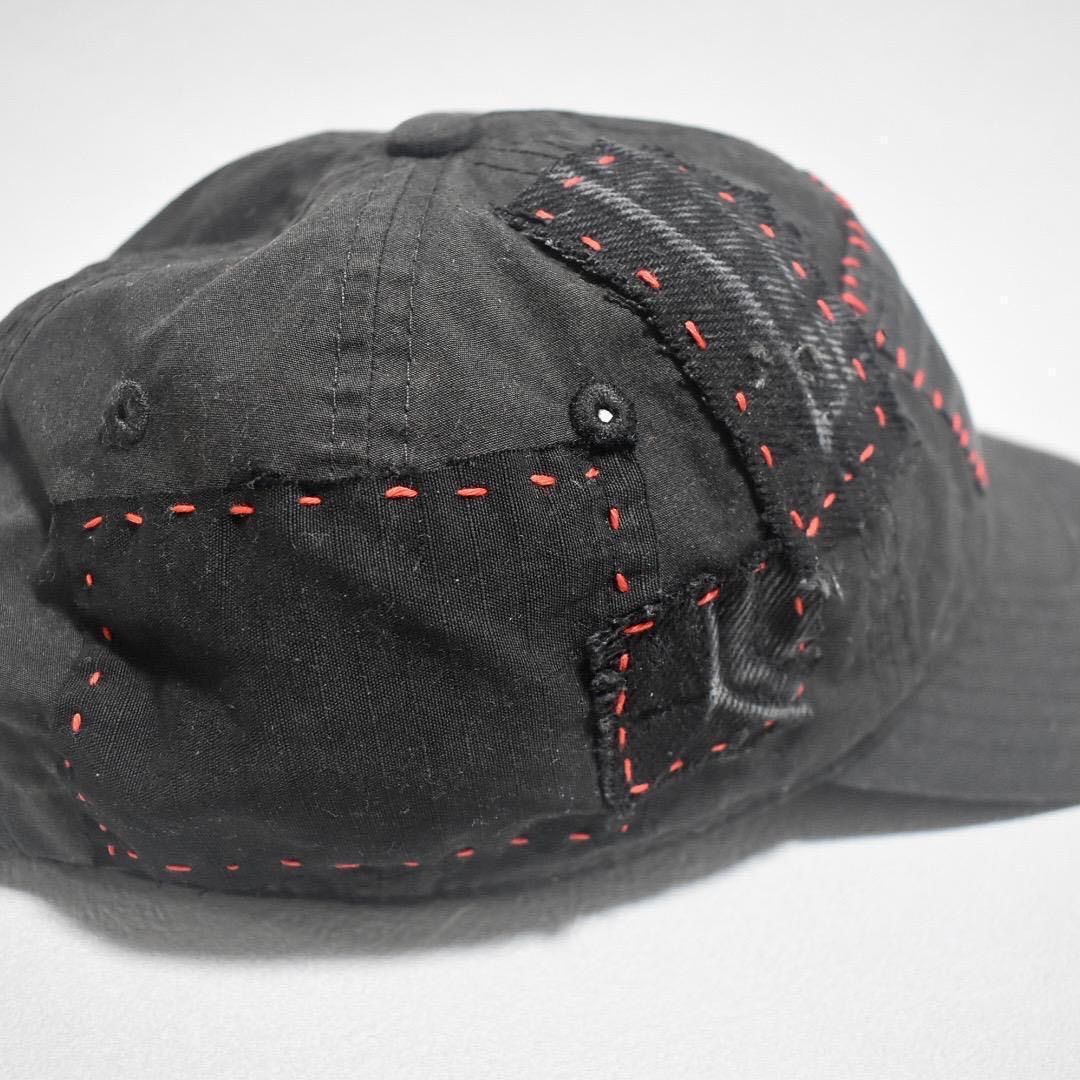 カスタム　9THIRTY NEW ERA クラスト　刺し子　パッチワーク　黒赤 Custom】カスタム 9THIRTY NEW ERA クラスト 刺し子 パッチ