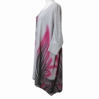 YOKANG ヨーカン カットソー ワンピース ひざ丈 7分袖 沖縄 琉球紅型