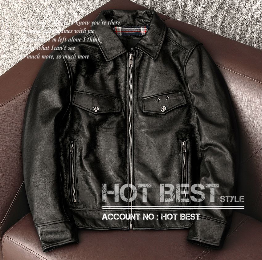 上質 メンズ レザー ジャケット カウハイド 牛革 復刻40's