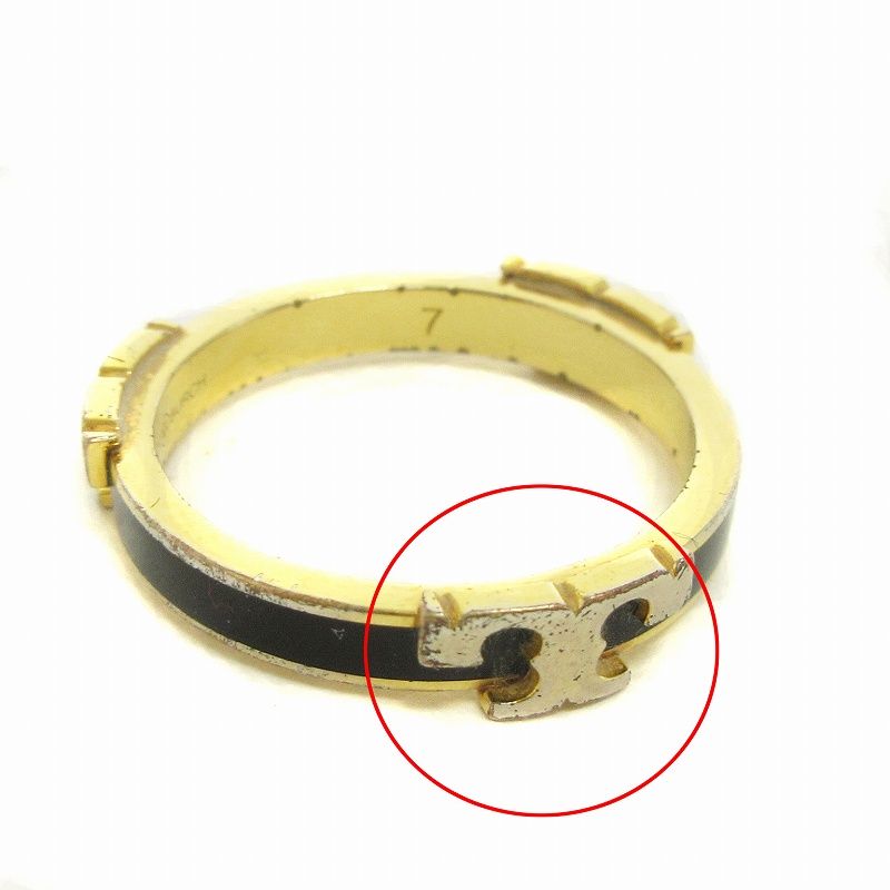 トリーバーチ ゴールド ブラック 黒 金色 リング 指輪 トリーバーチ TORY BURCH セリフT 指輪 リング 黒 ブラック