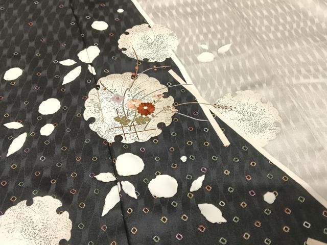 平和屋着物●訪問着　刺繍　雪輪花文　銀彩　正絹　逸品　AABB0139zg 平和屋着物○訪問着 刺繍 雪輪花文 銀彩 正絹 逸品 AABB0139zg 平和