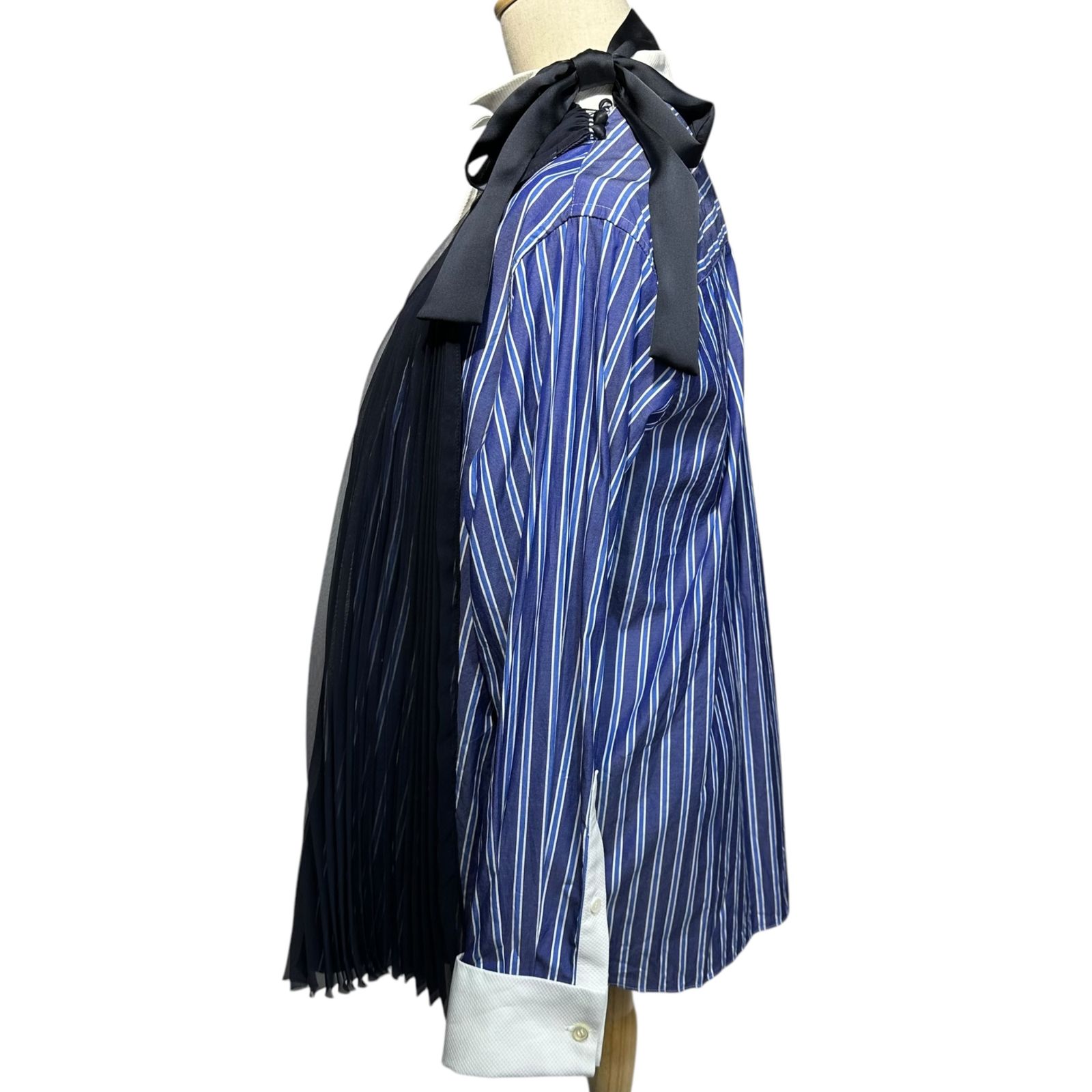 sacai サカイ　Poplin Shirt ポプリンシャツ　ブルー　ストライプ SACAI Striped cotton-blend poplin shirt | NET-A-PORTER