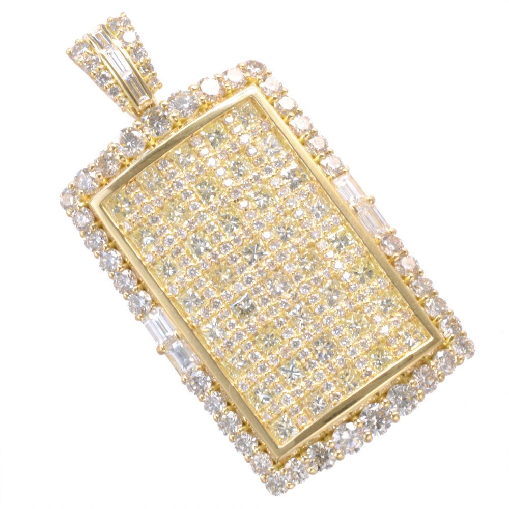 ペンダントトップ メンズ K18 18K 18金 イエローゴールド ダイヤモンド 5カラット バゲットカット プリンセスカット ネックレスヘッド ジェンダーレスジュエリー 日本製 刻印入り 鑑別書付き【アクセサリーマート/メルカリShops店】