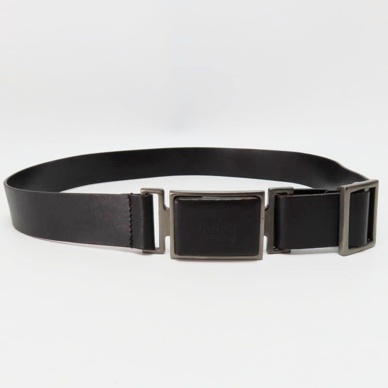 M04-k057 GUCCI グッチ ロゴバックル レディース レザ― ベルト ダークブラウン 037･0394･1278･65･26