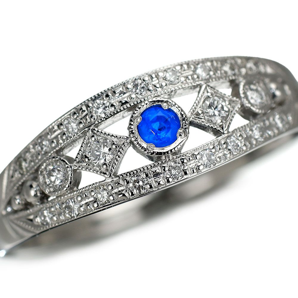 Pt900 アウイナイト ダイヤモンド リング 0.05ct D0.18ct アンティーク