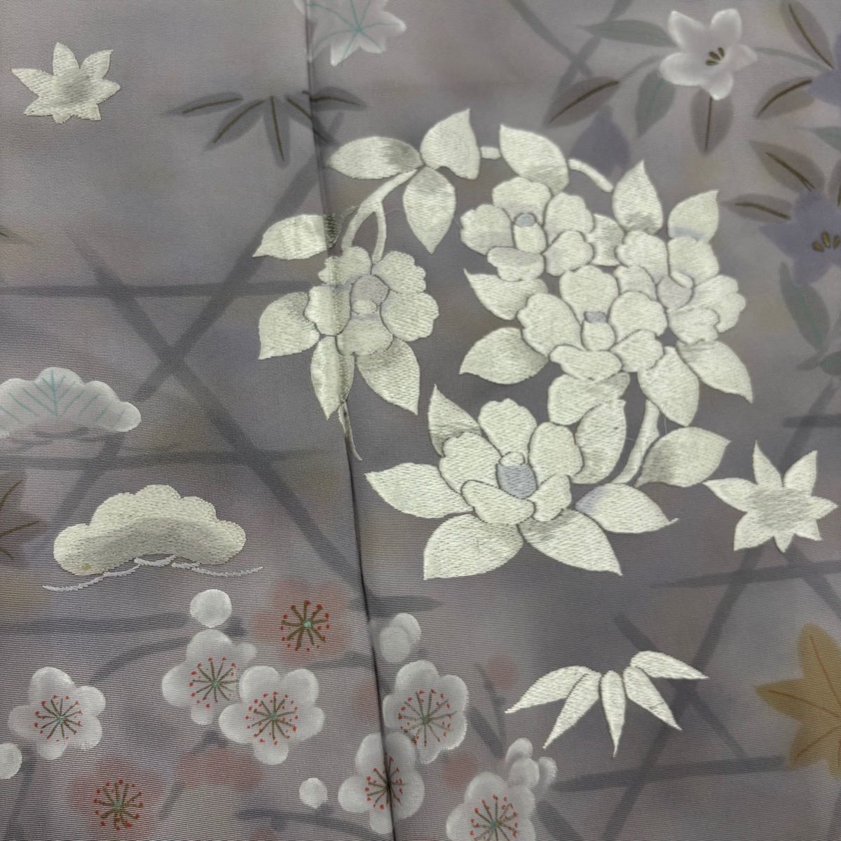 競ナビ】 訪問着 秀品 墨流し ぼかし 薄紫 袷 身丈165cm 裄丈66cm M