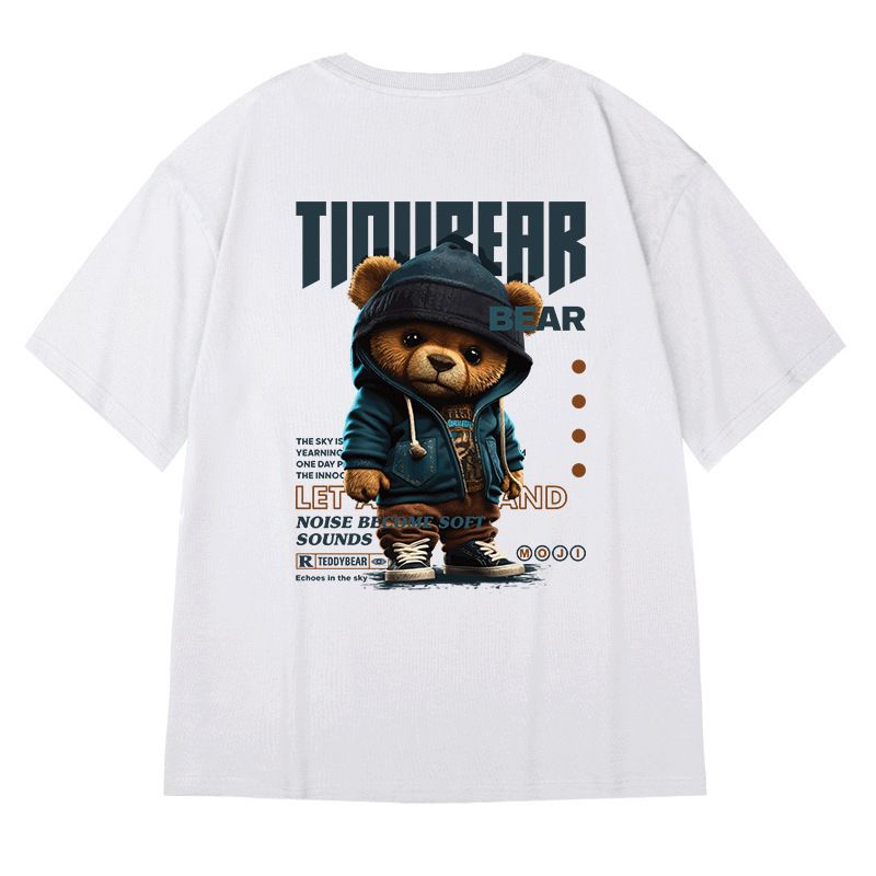 2色 Tシャツ 動物プリント 半袖 ストリート オーバーサイズ 韓国