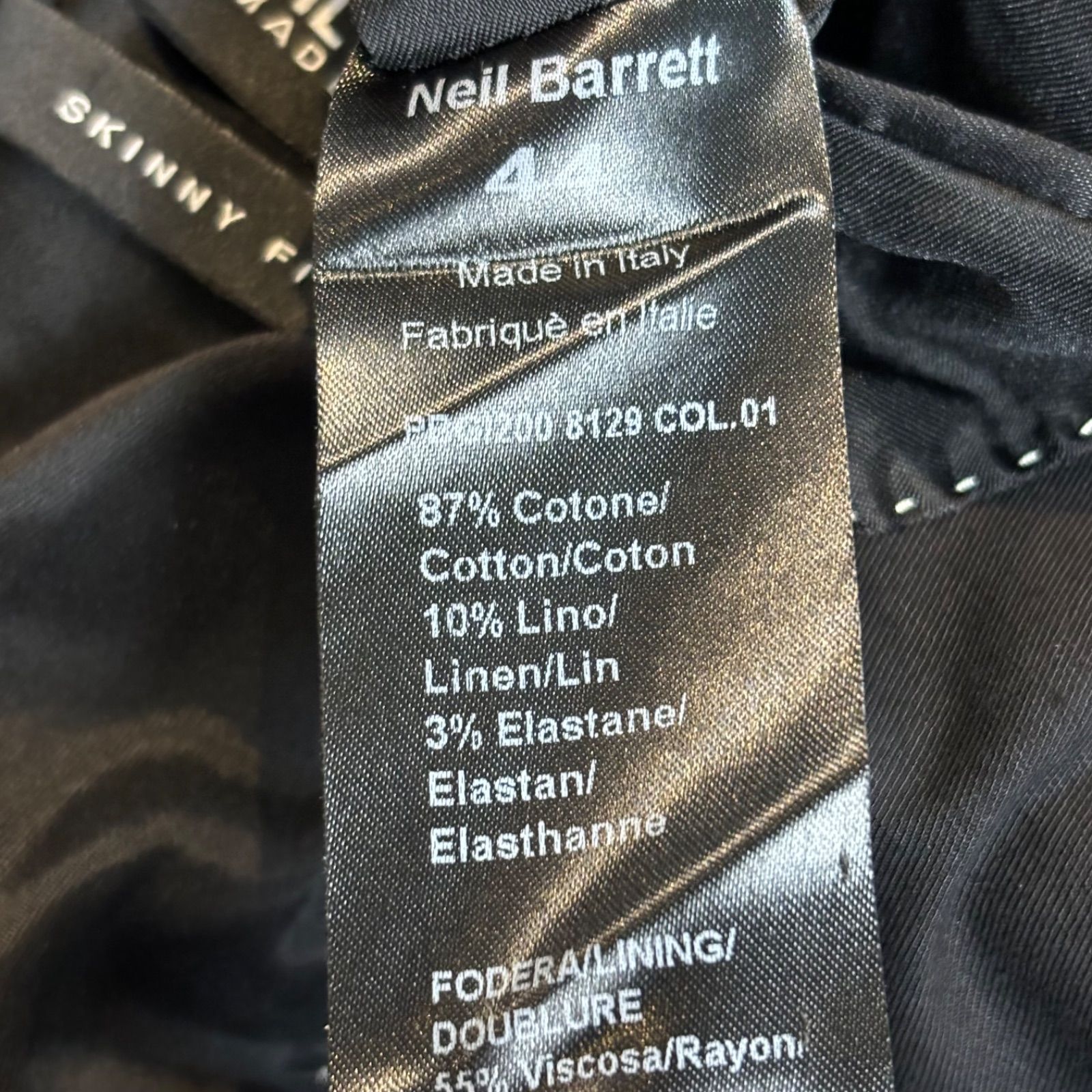 Neil Barrett skinny fit黒ジャケット 44 Neil Barrett(ニールバレット) SKINNY FITテーラードジャケット