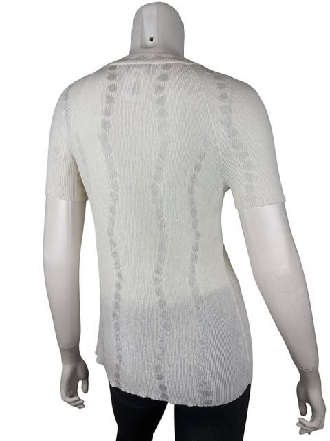 Pラメドットステッチ入リネンＸコットン混トップス